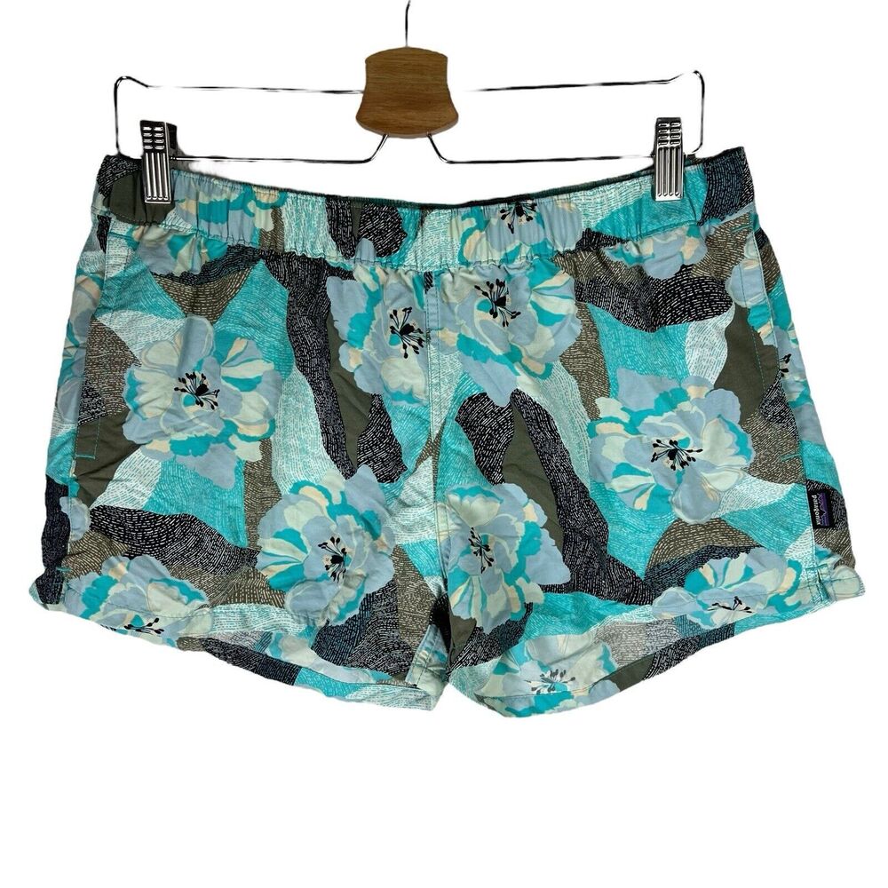 Patagonia Shorts Womens L Blue Barely Baggies 2.5” Beach Gorpcore Floral Outdoor